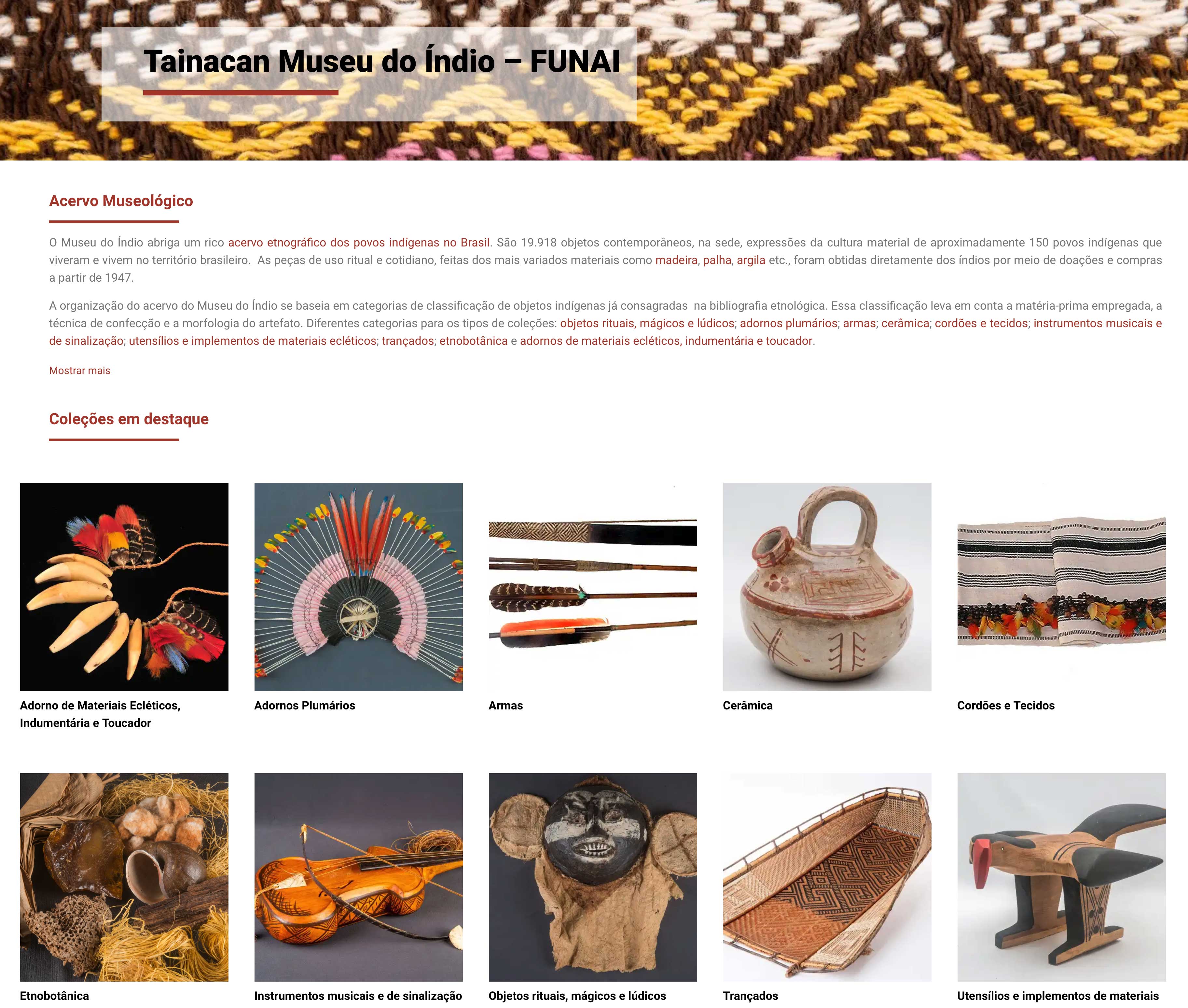 Tainacan Museu do &Iacute;ndio
